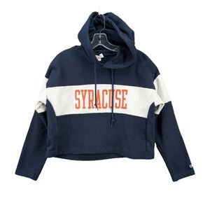 Champion Reverse Weave Syracuse University Hoodie Cropped Women's S Blue Sporty